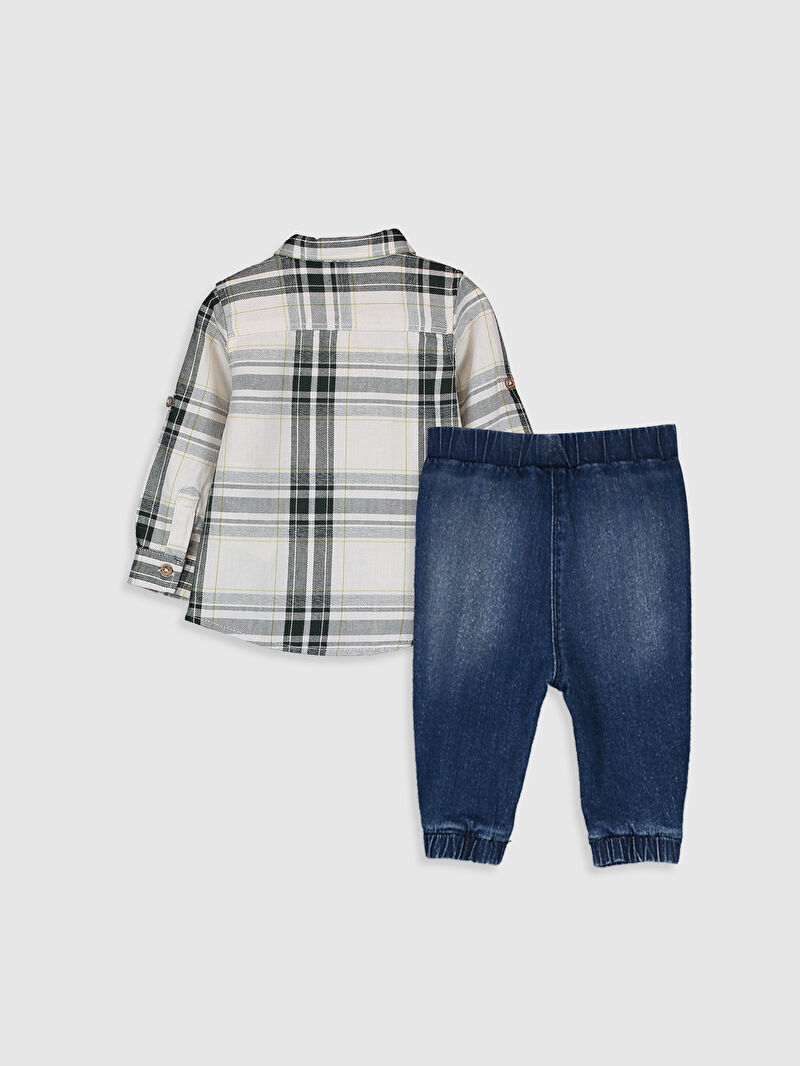 Yeşil Yeşil Erkek Bebek Ekose Gömlek ve Jean Pantolon LC