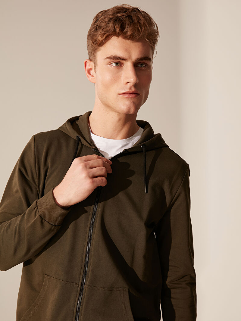 haki kapusonlu basic kalin hirka lc waikiki