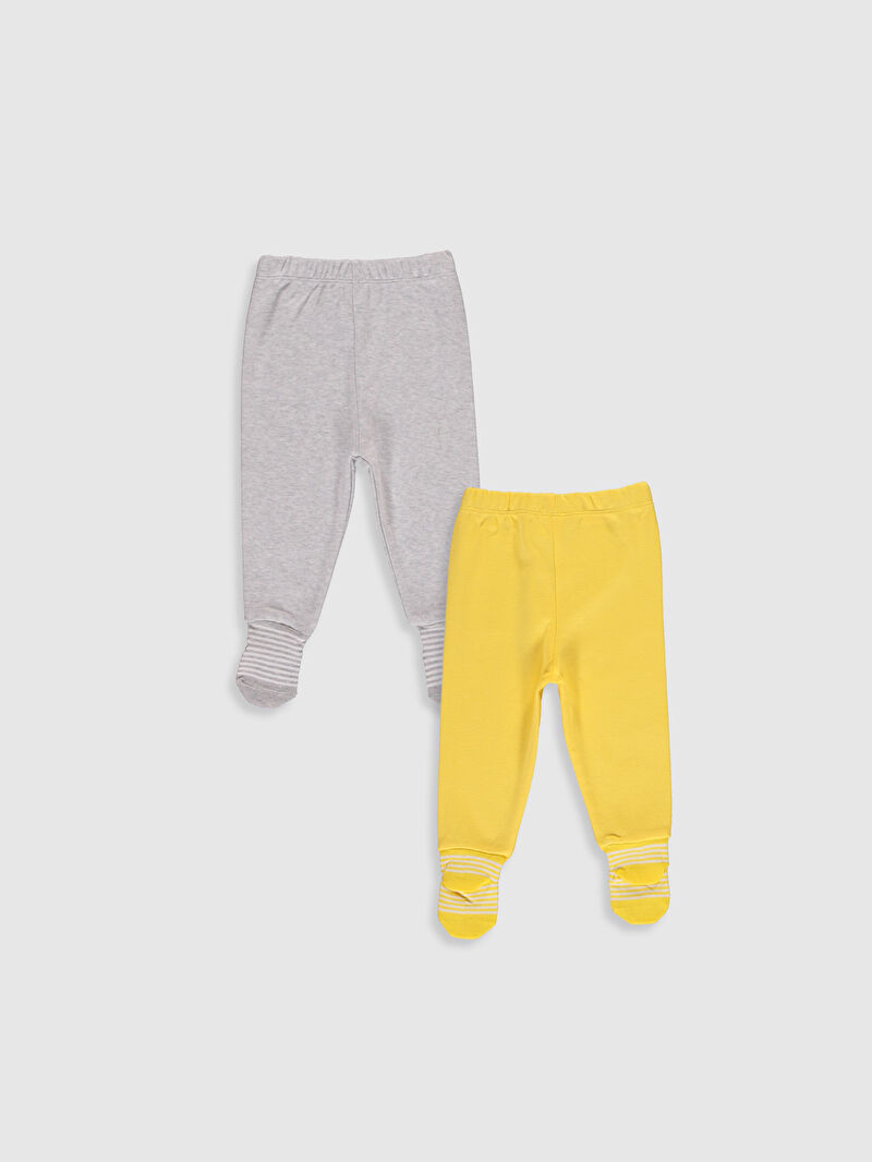 gri beli lastikli kiz bebek corapli pijama alt 2 li lc waikiki