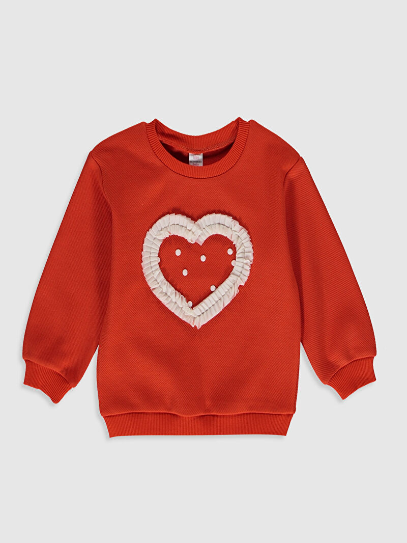 Turuncu Kız Bebek Baskılı Sweatshirt LC Waikiki Turuncu Kız Bebek Baskılı Sweatshirt LC Waikiki