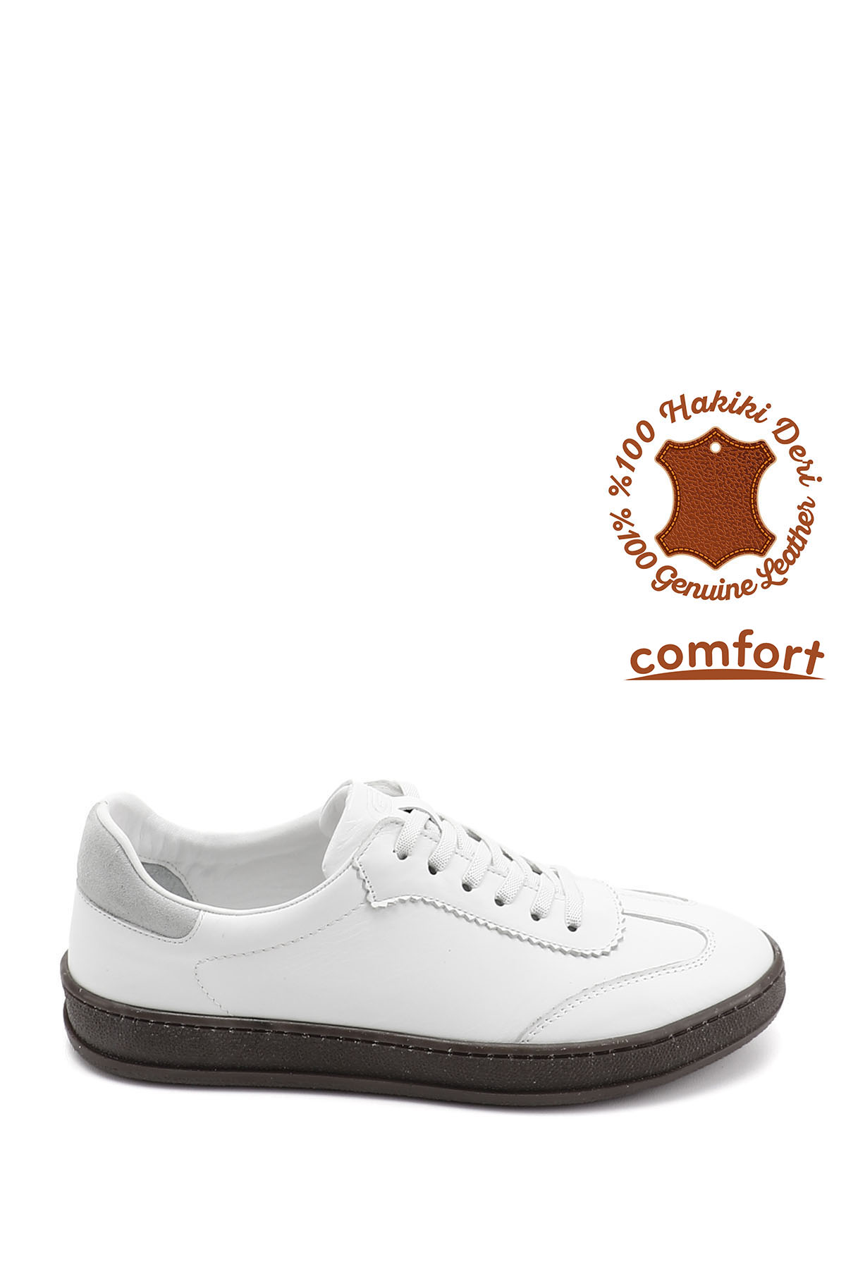 GÖNDERİ(R) Kadın BEYAZ-AÇIK GRİ Bağcıklı Hakiki Deri Sneaker