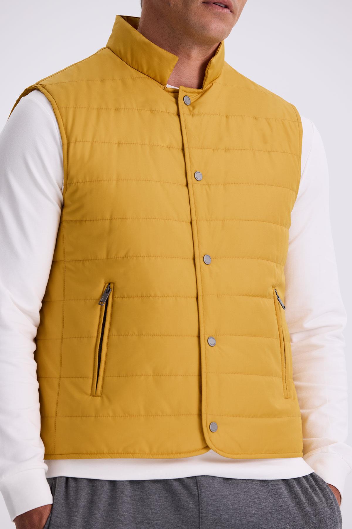 JAKAMEN Sarı Hakim Yaka Elyaflı Slim Fit Yelek görsel 3