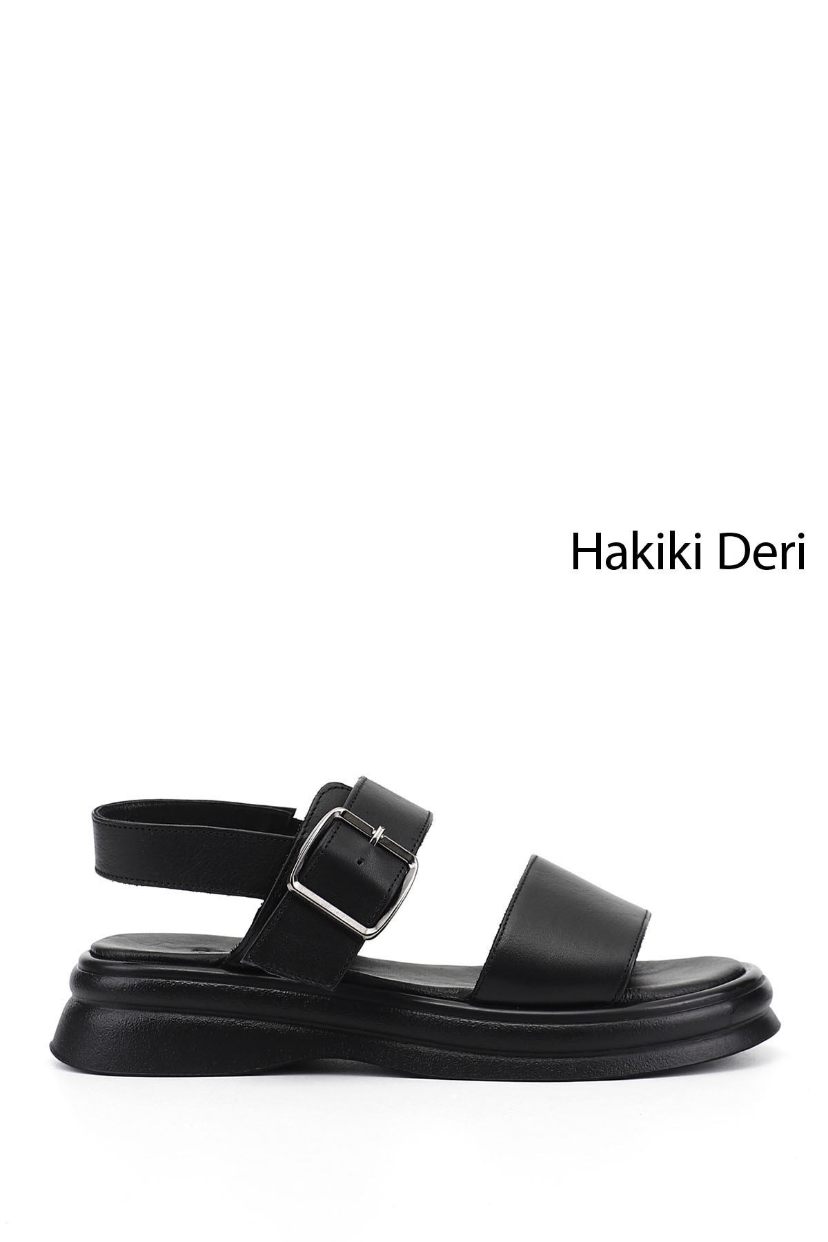 GÖNDERİ(R) Kadın SİYAH Tokalı Bantlı Hakiki Deri Sandalet