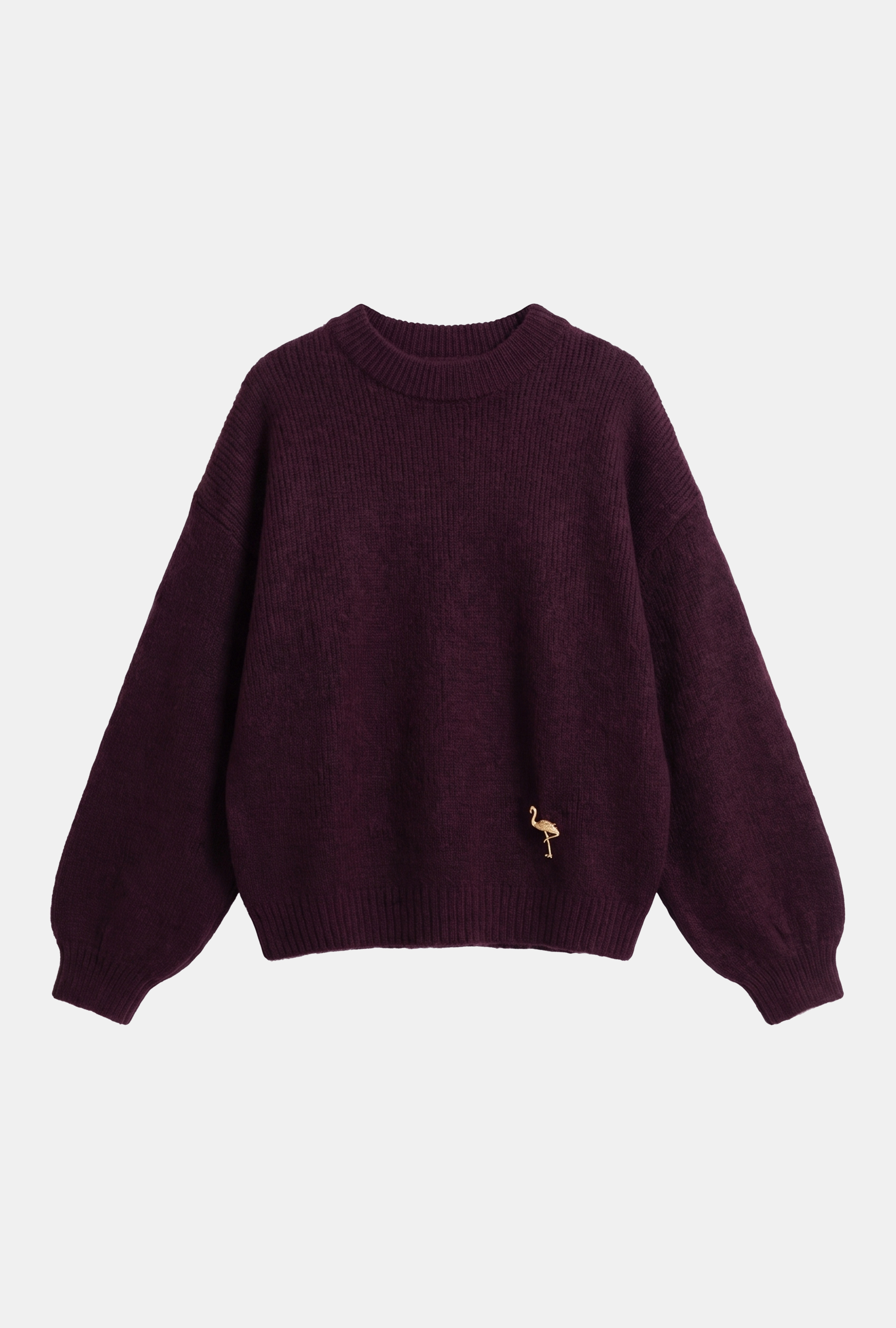 It's Basic Kadın Bordo w6-57 Oversize Aksesuar Detaylı Tasarım Triko Kazak görsel 2