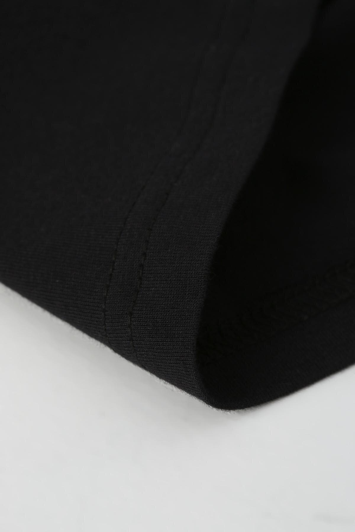 ALLDAY Siyah %100 Pamuk Uzun Kollu Penye İçlik Elbise görsel 5