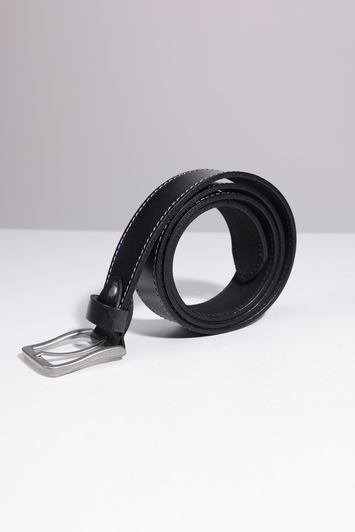 TUDORS Erkek %100 Hakiki Deri 4 Cm Spor Siyah Kemer görsel 2
