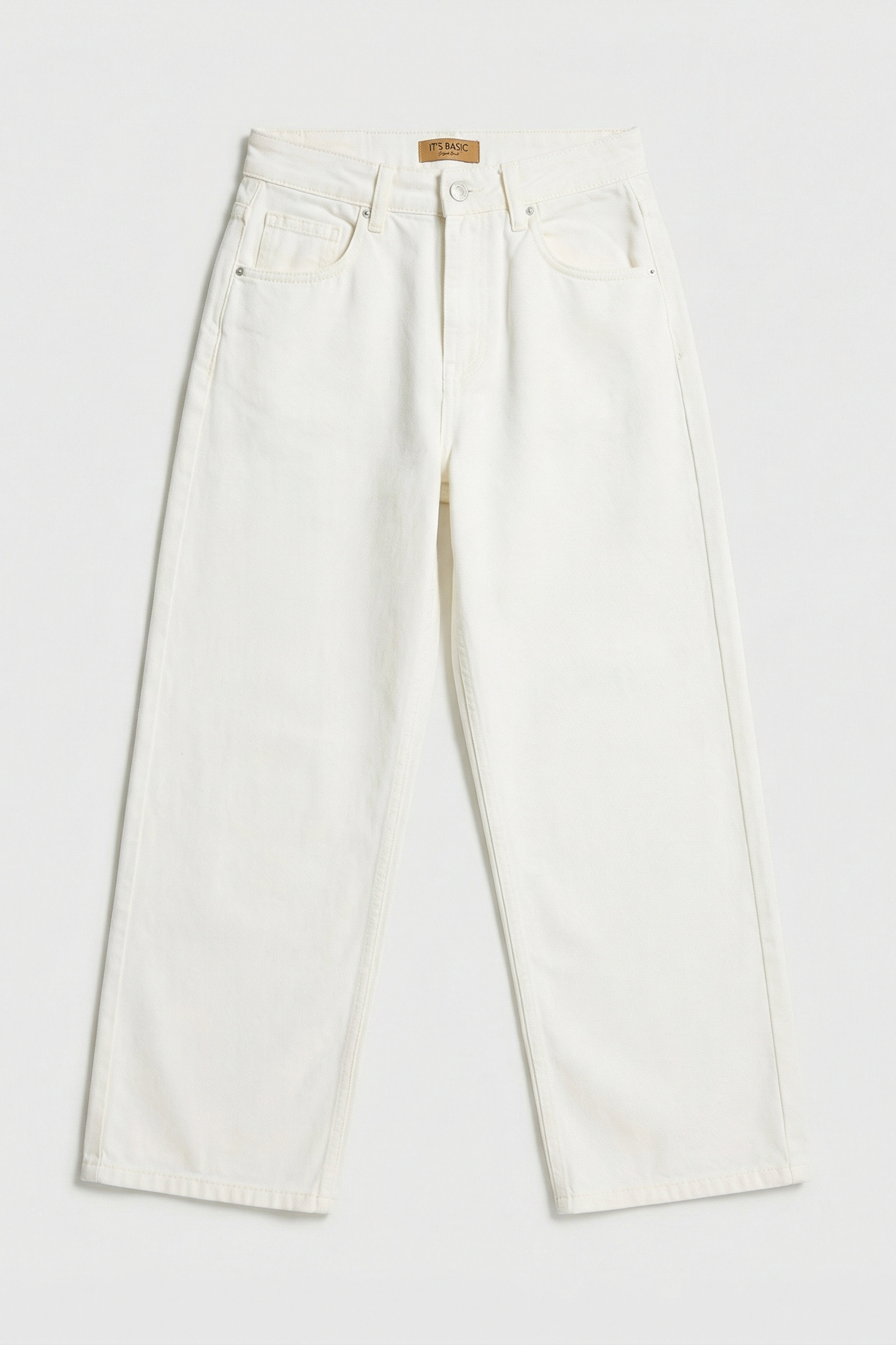 It's Basic Kadın Kırık Beyaz 7s6-101 Baggy Low Rise Tokyo %100 Pamuk Denim Jean görsel 3