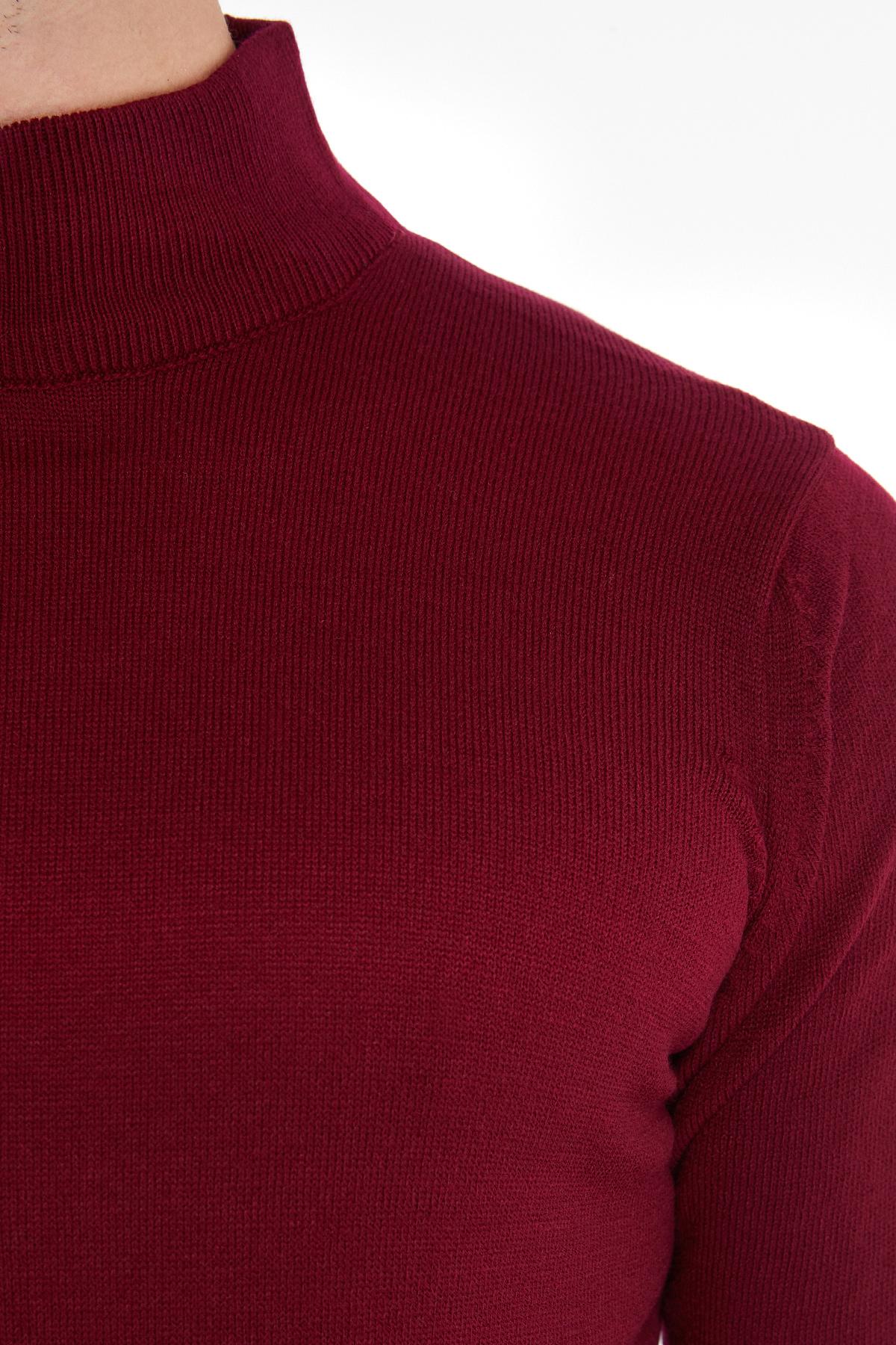 Hatemoğlu Bordo Regular Fit Düz Yarım Balıkçı Yaka Triko Kazak görsel 4
