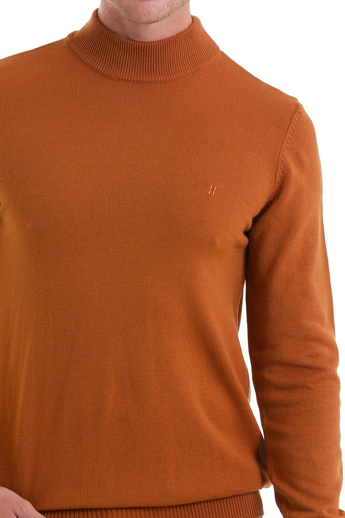 Hatemoğlu Camel Regular Fit Düz Yarım Balıkçı Yaka Triko Kazak görsel 5