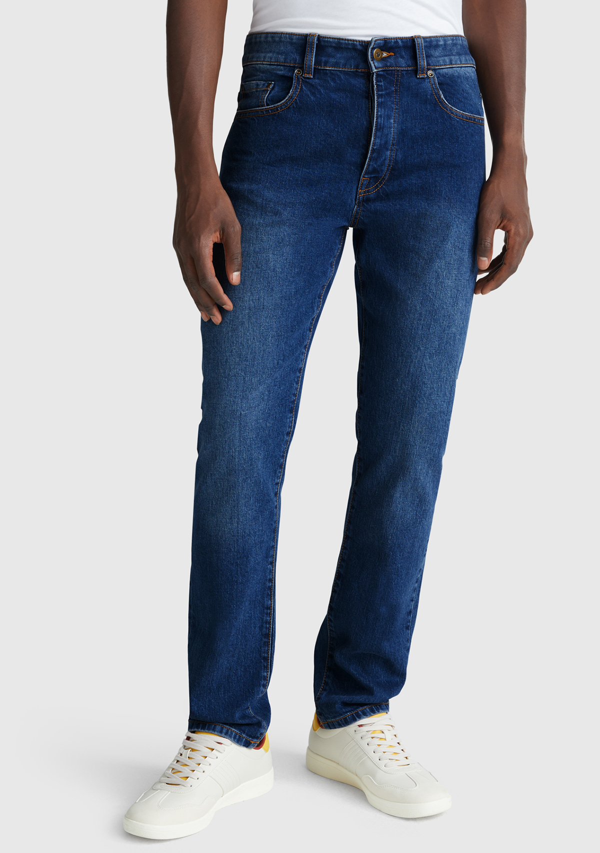 United Colors Of Benetton Erkek Koyu Mavi Pamuk Karışımlı Arkası Logo Etiketli Cepli Slim Fit Denim Pantolon