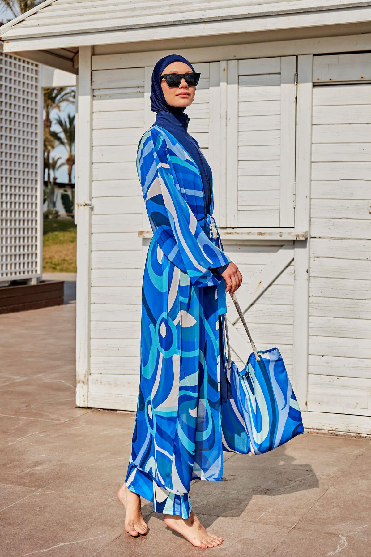 Marina Desenli Mavi PAREO