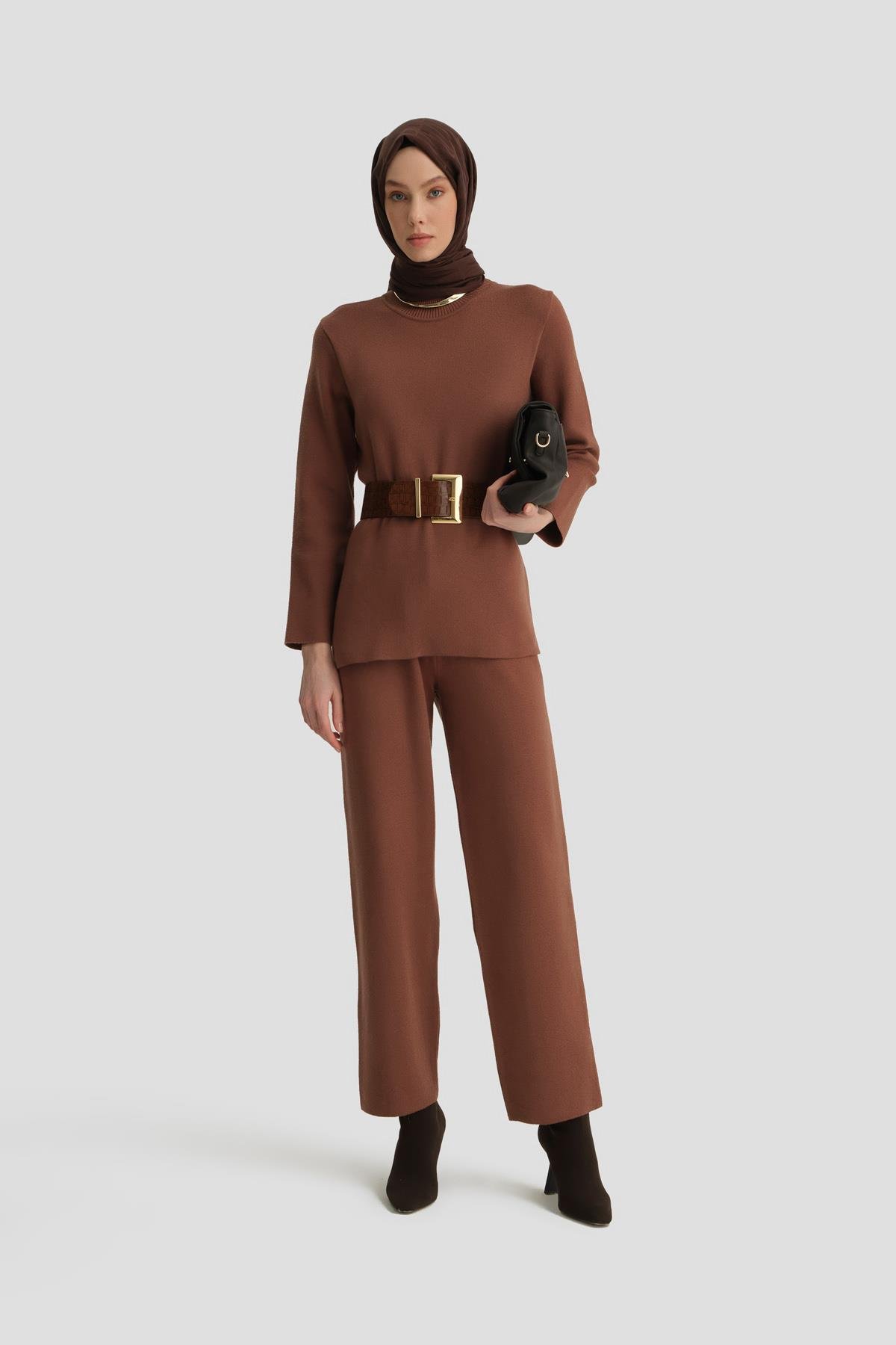 ARMİNE Pantolonlu Triko Takım 24Kd4219 Acı Kahve görsel 4