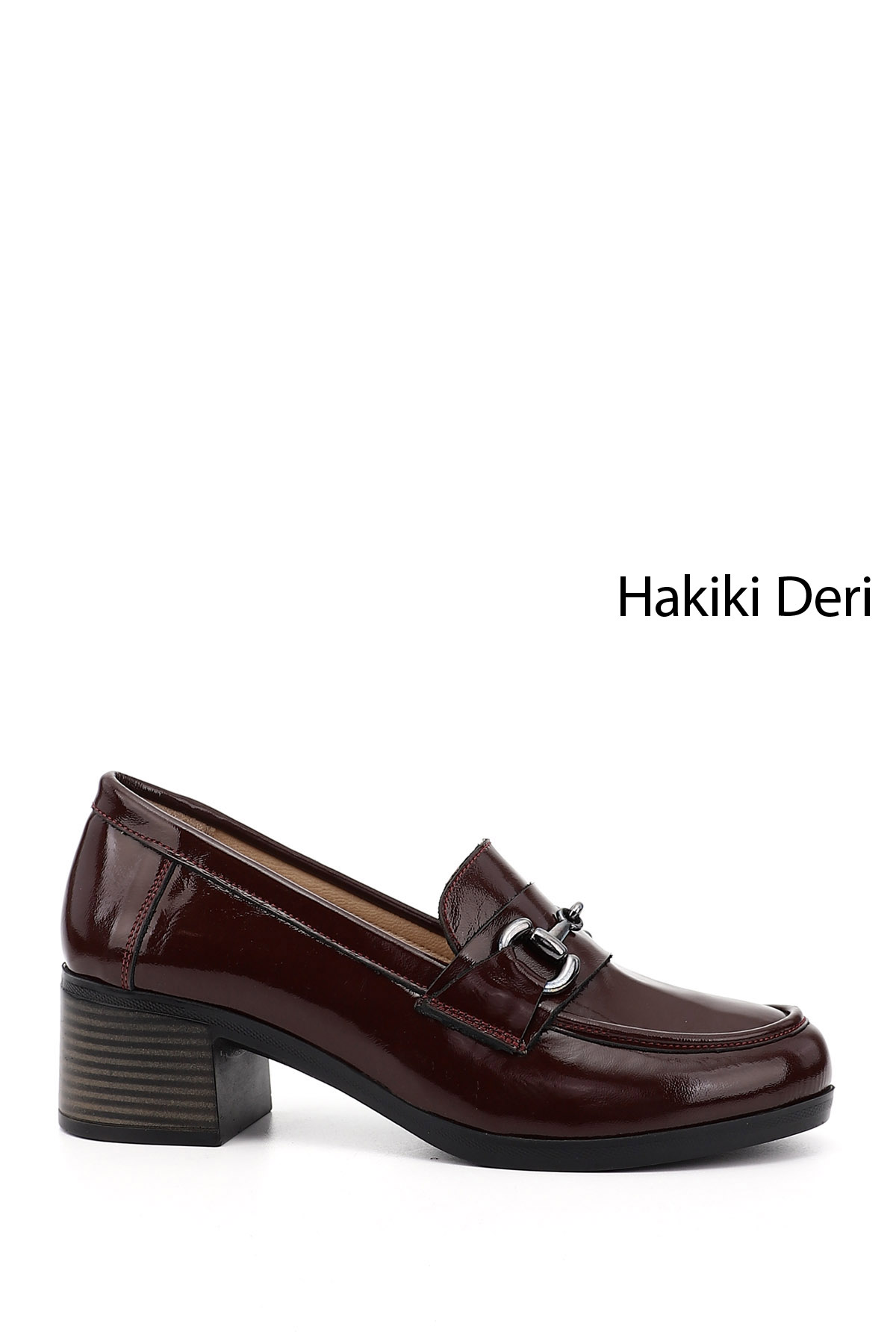 GÖNDERİ(R) Kadın EKRU-BORDO Kısa Kalın Topuklu Hakiki Deri Ayakkabı