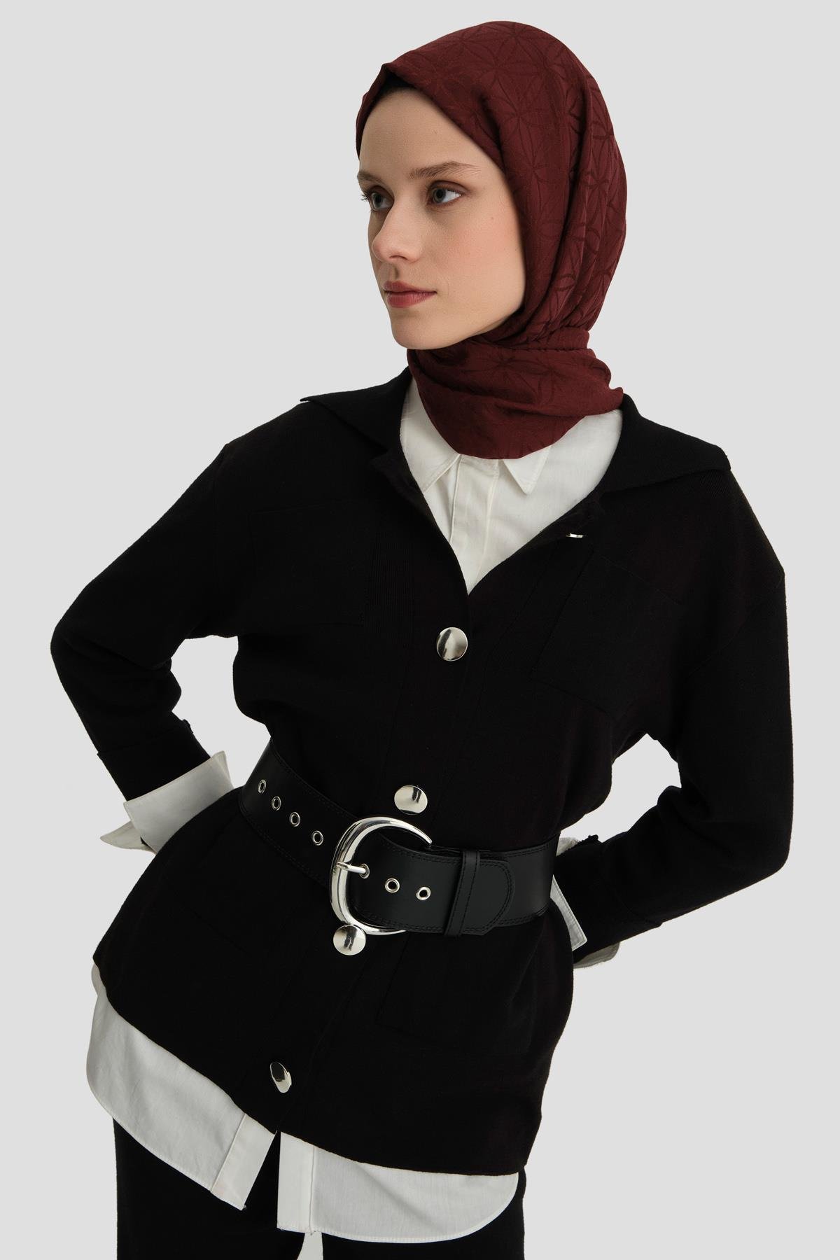 ARMİNE Metal Düğmeli Triko Takım 24Kd4212 Siyah görsel 3