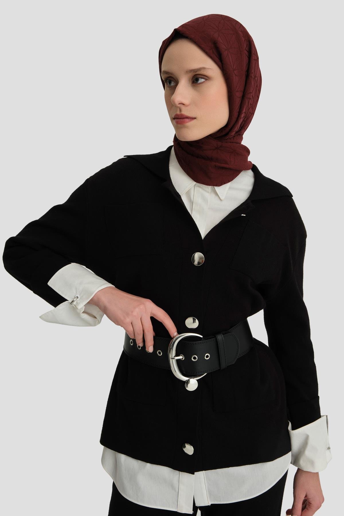 ARMİNE Metal Düğmeli Triko Takım 24Kd4212 Siyah görsel 4