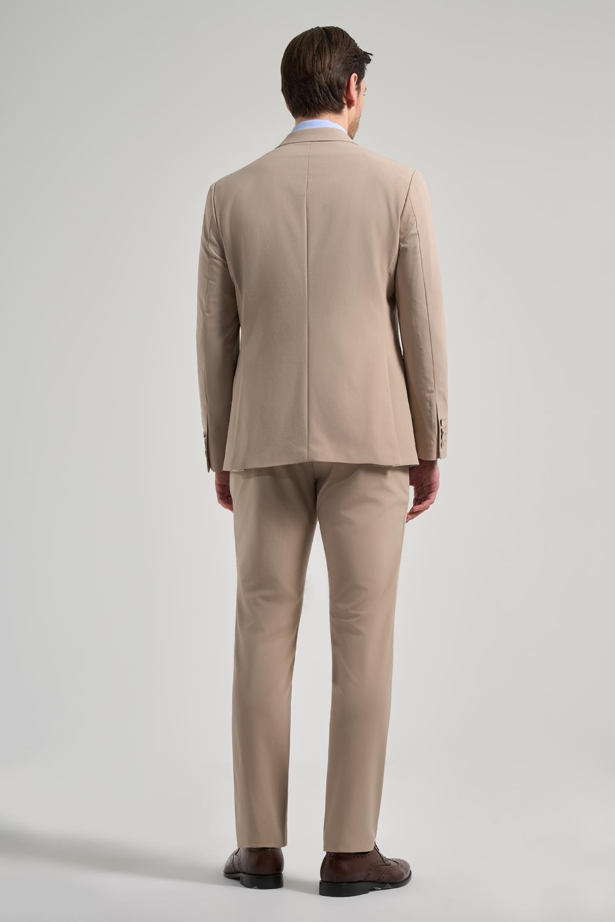 İMZA Düz Gabardin Mono Yaka Tam Astar Beli Lastikli Esnek 6 Drop Slim Fit Takım Elbise 1001250155 görsel 5