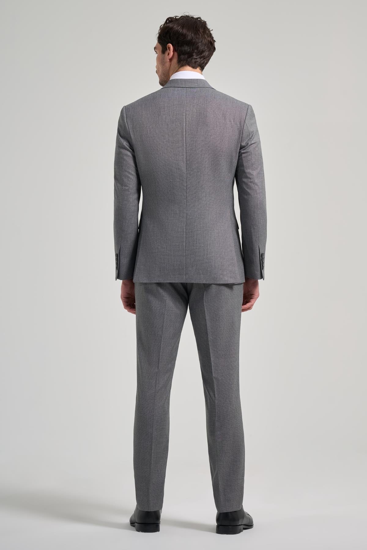 İMZA Kendinden Desenli Bez Ayağı Mono Yaka Tam Astar Esnek 6 Drop Slim Fit Takım Elbise 1001250168 görsel 5