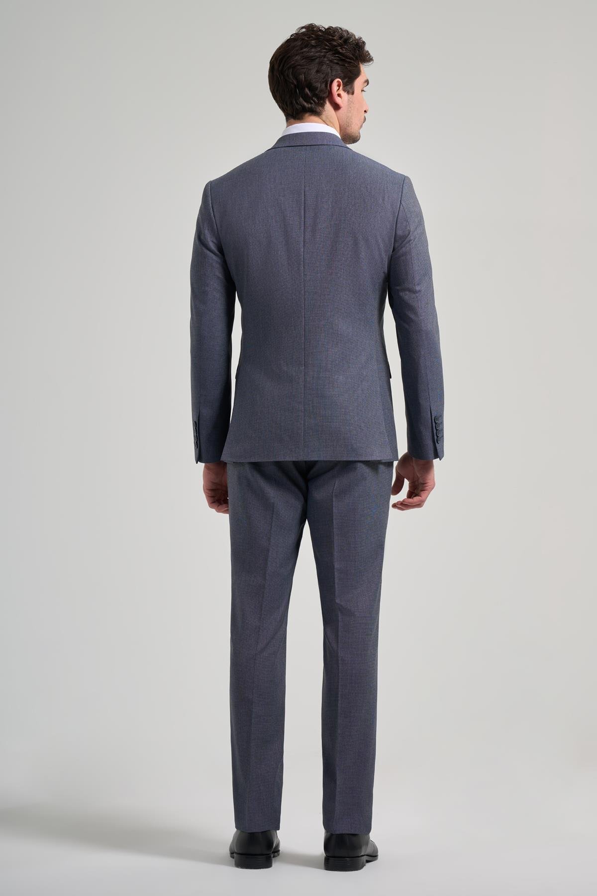 İMZA Kendinden Desenli Bez Ayağı Mono Yaka Tam Astar Esnek 6 Drop Slim Fit Takım Elbise 1001250168 görsel 7