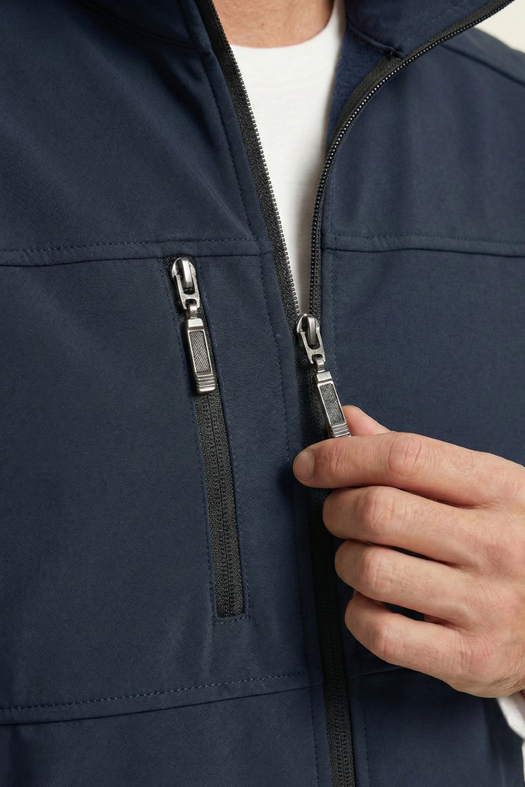Genius Store Erkek Yelek Softshell Su Geçirmez Tam Fermuarlı Cepli Normal Kalıp Spor Yelek görsel 4