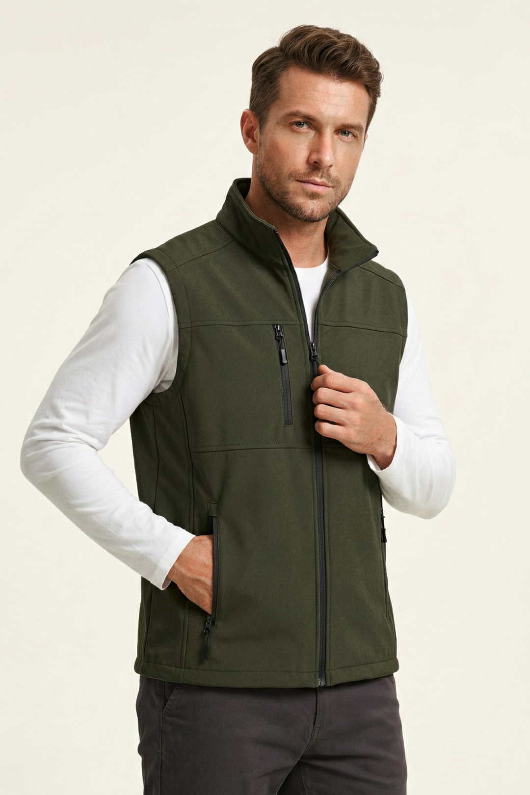 Genius Store Erkek Yelek Softshell Su Geçirmez Tam Fermuarlı Cepli Normal Kalıp Spor Yelek