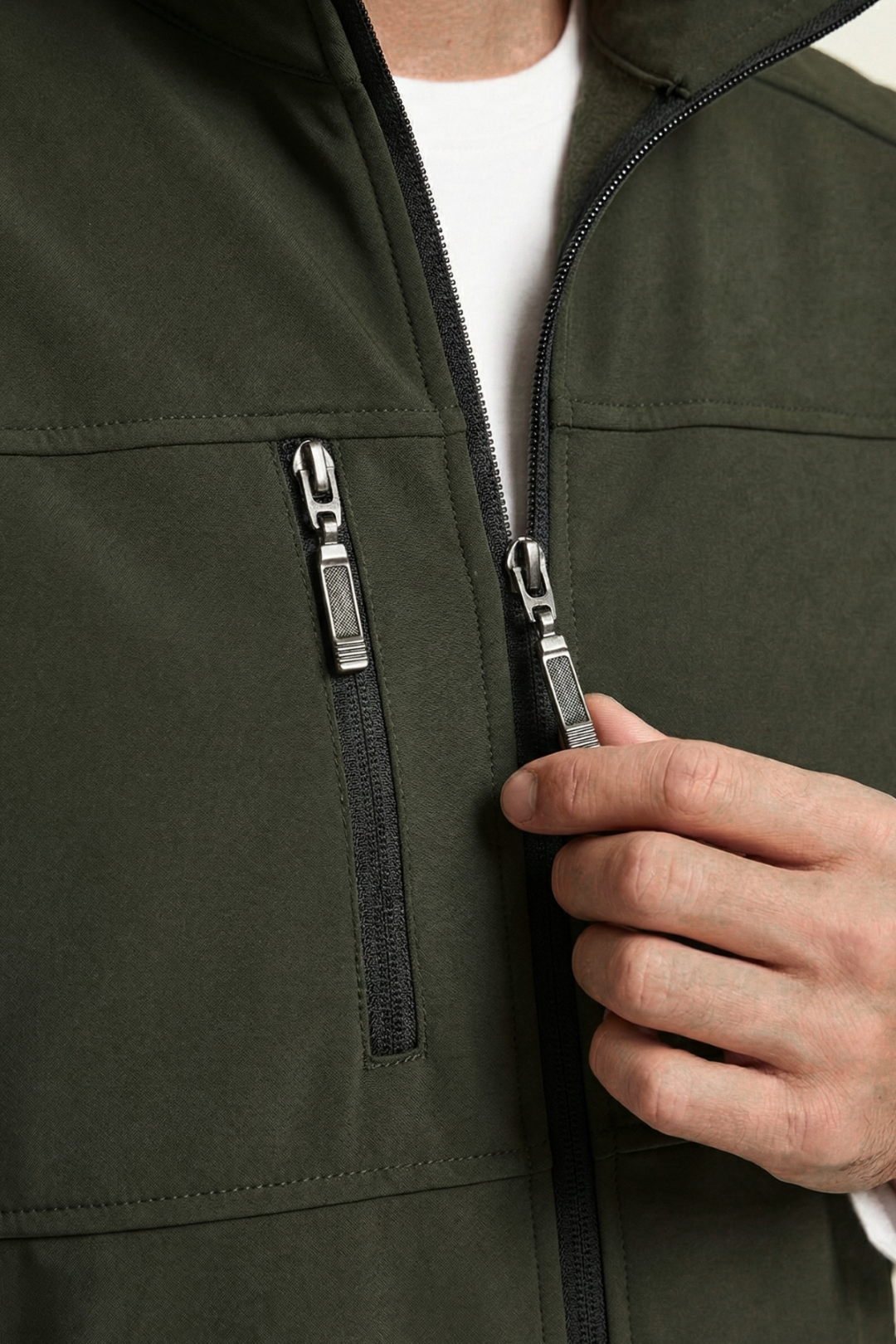 Genius Store Erkek Yelek Softshell Su Geçirmez Tam Fermuarlı Cepli Normal Kalıp Spor Yelek görsel 4