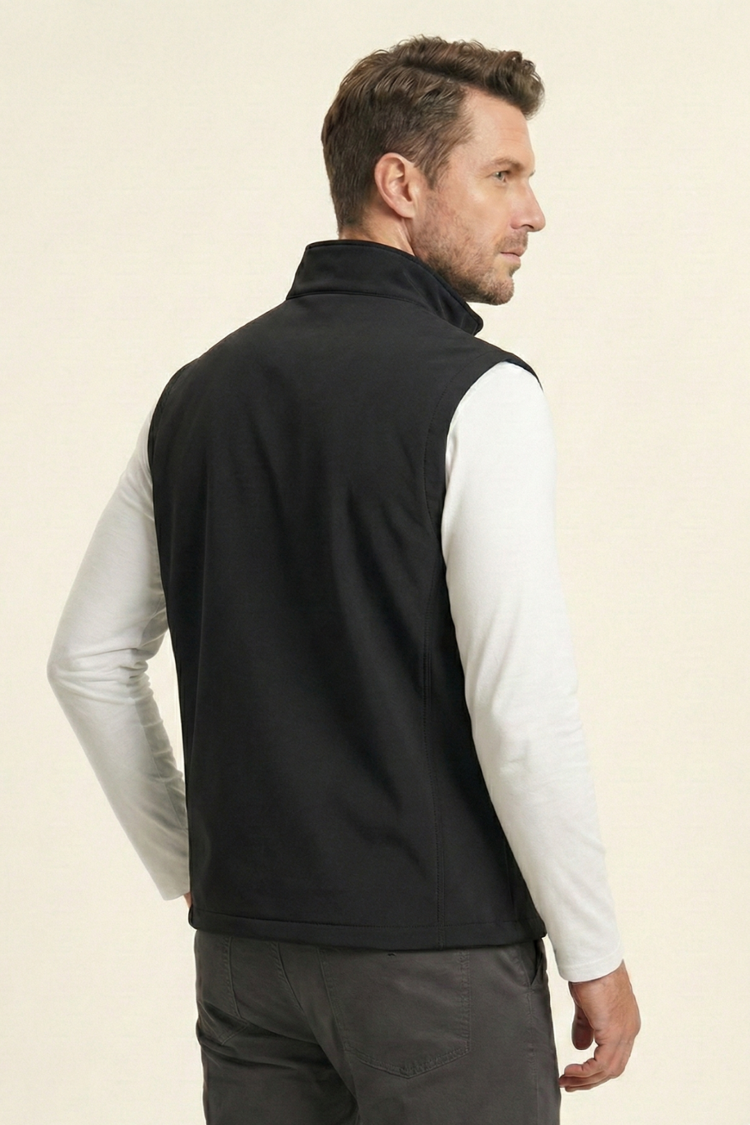 Genius Store Erkek Yelek Softshell Su Geçirmez Tam Fermuarlı Cepli Normal Kalıp Spor Yelek görsel 3