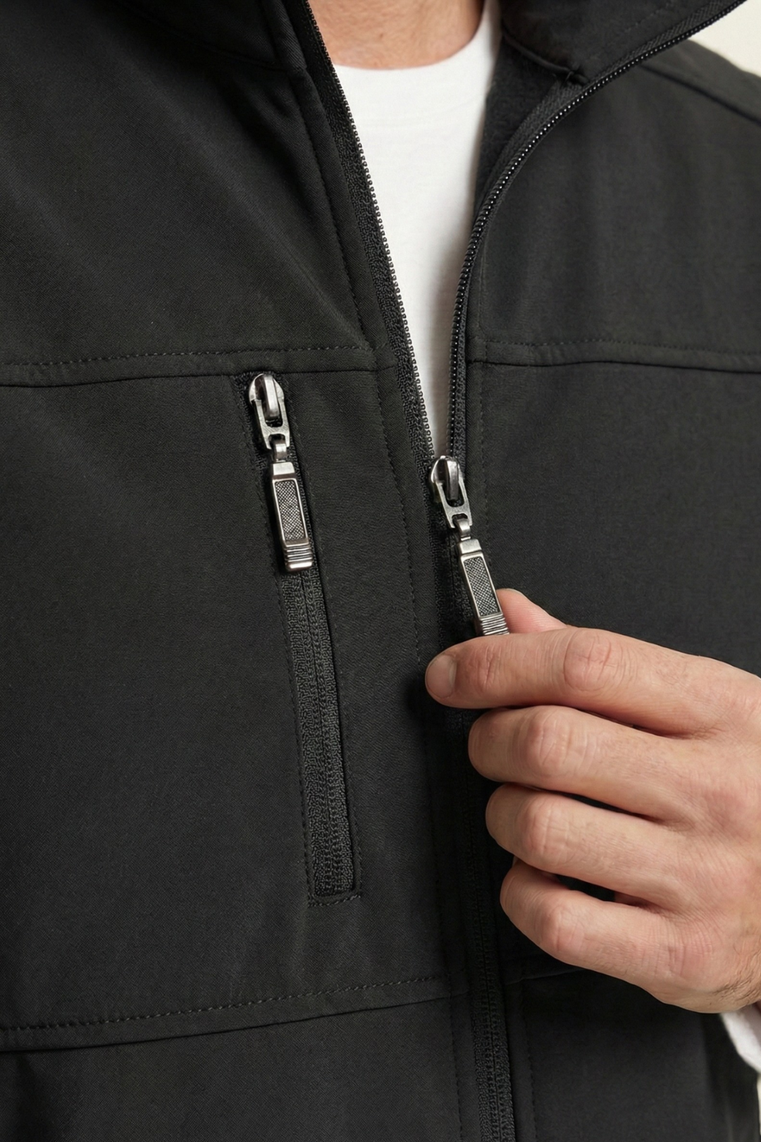 Genius Store Erkek Yelek Softshell Su Geçirmez Tam Fermuarlı Cepli Normal Kalıp Spor Yelek görsel 4