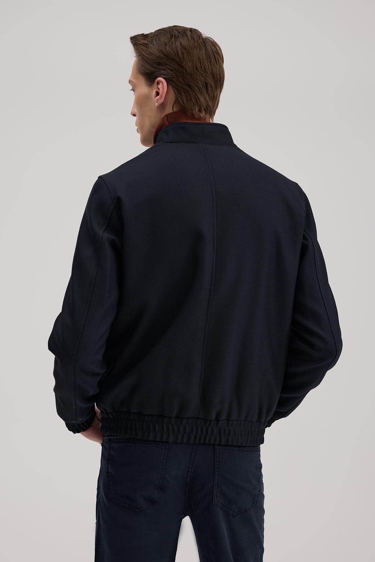 JAKAMEN Lacivert Slim Fit Mono Yaka Cepli Ceket Görünümlü Mont görsel 4