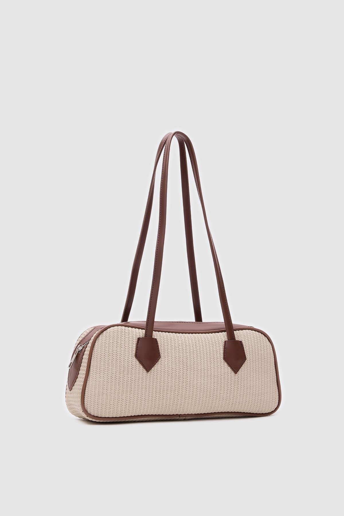 Shulebags Boheme Hasır Baget Çanta Krem görsel 5