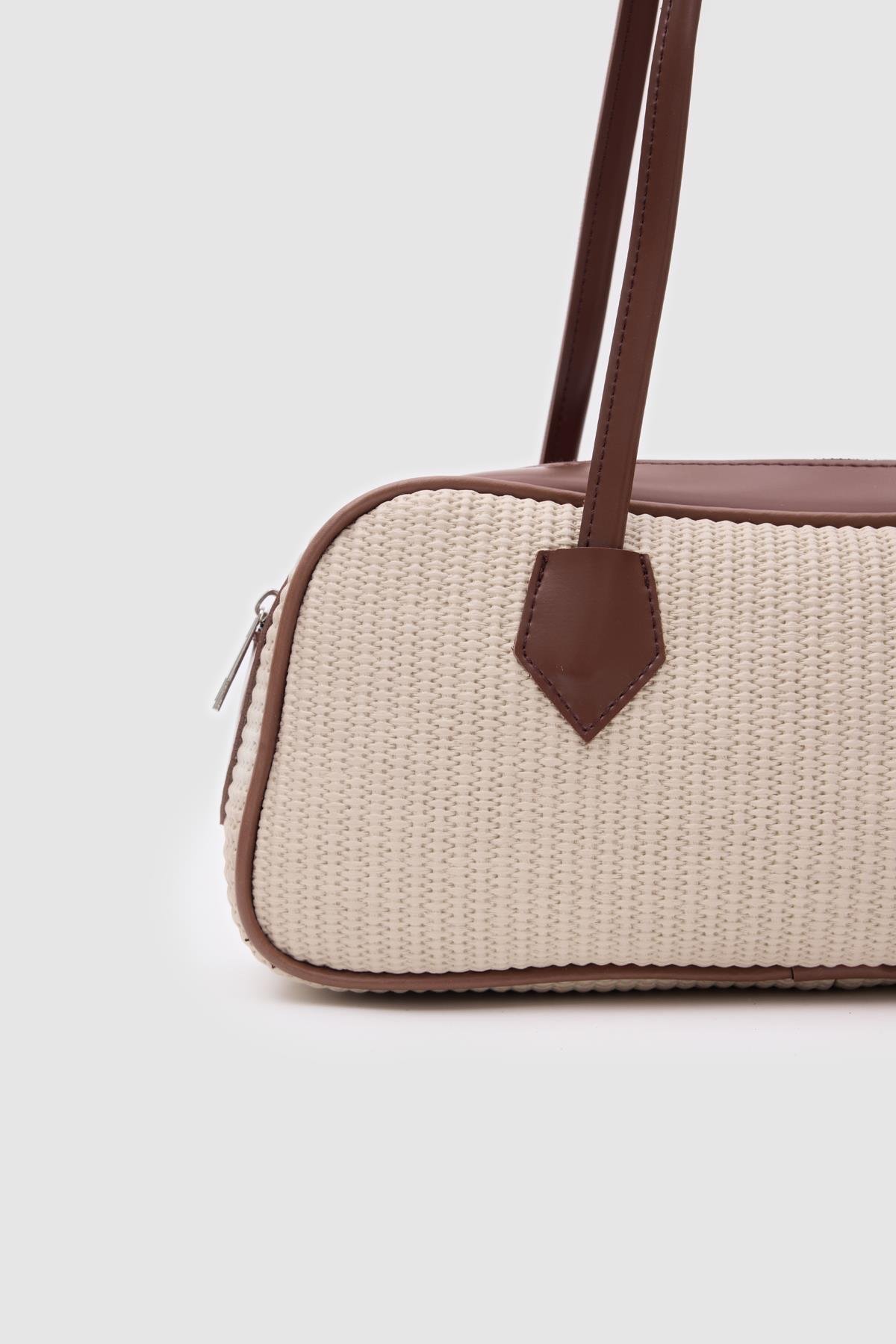 Shulebags Boheme Hasır Baget Çanta Krem görsel 6