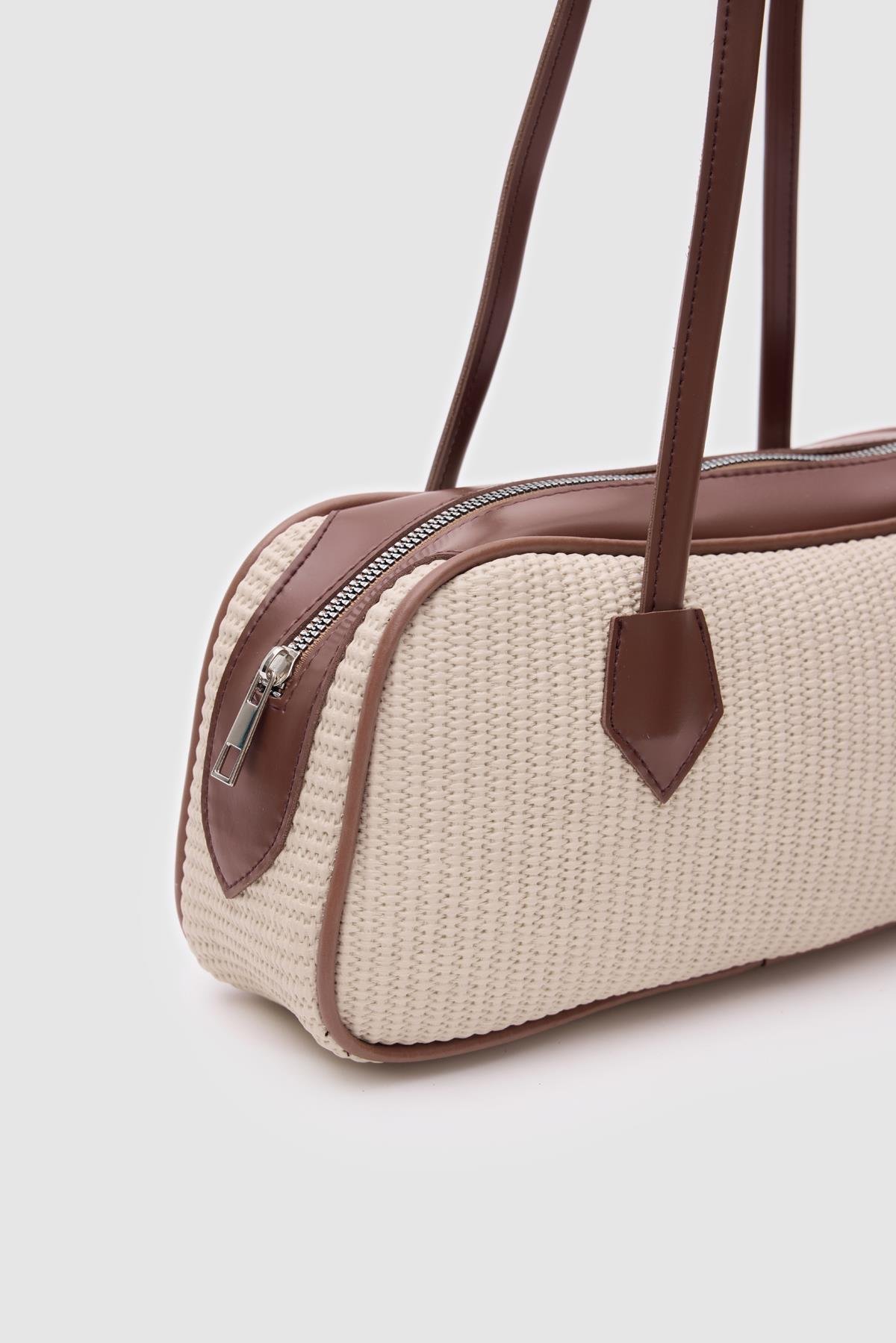 Shulebags Boheme Hasır Baget Çanta Krem görsel 7