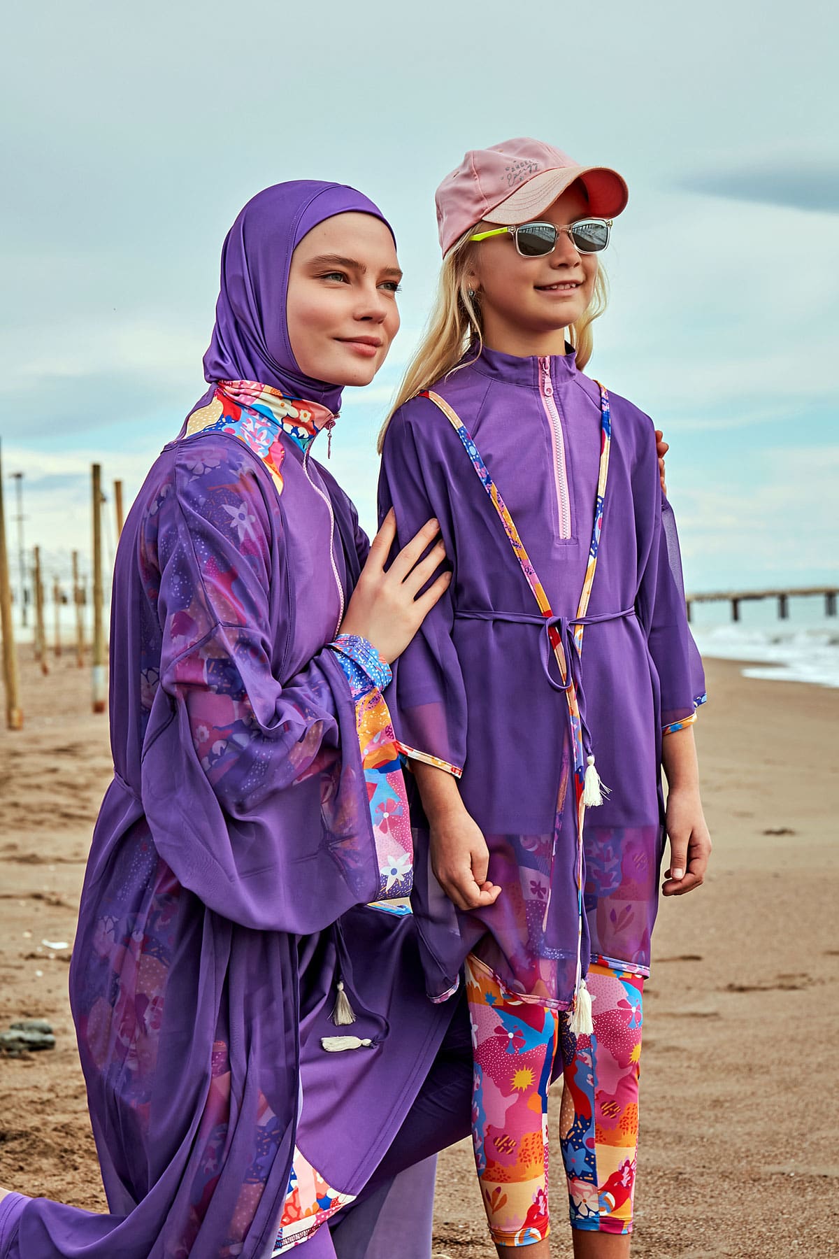 Marina Desenli Mor Kimono Kaftan P2426