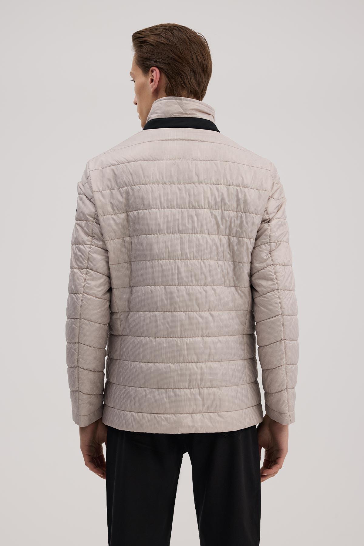 JAKAMEN Bej Comfort Fit Dik Yaka Fermuarlı Spor Mont görsel 4