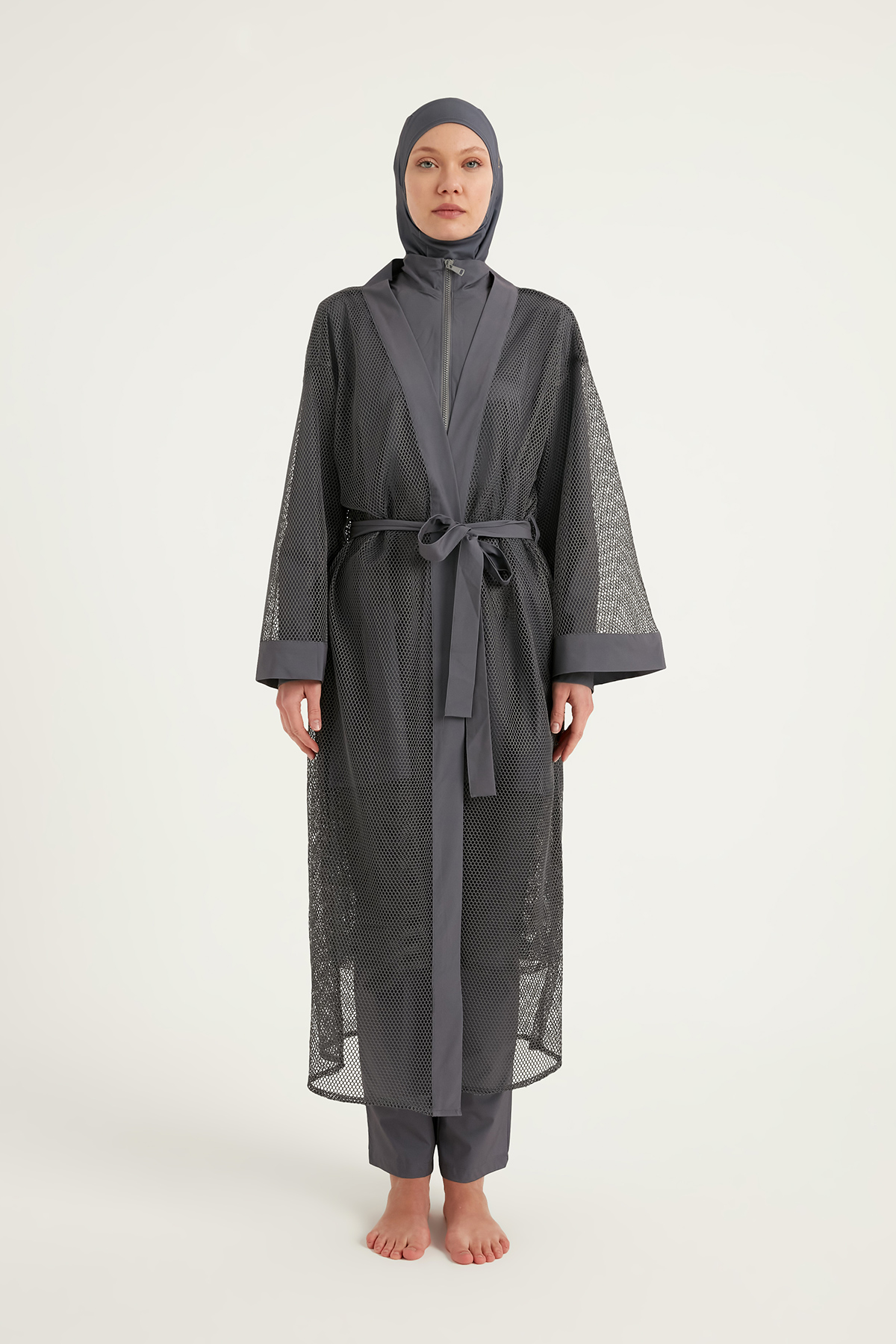 Marina Füme Tül Detaylı Pareo Kaftan P2501-5 görsel 5