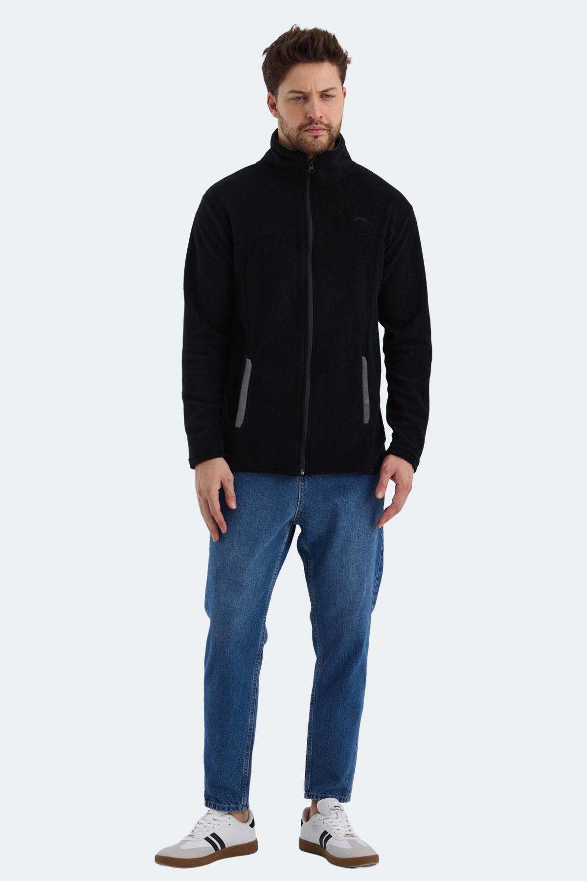 SLAZENGER SAFRANO I Erkek Fermuarlı Sweatshirt Hırka Siyah görsel 7
