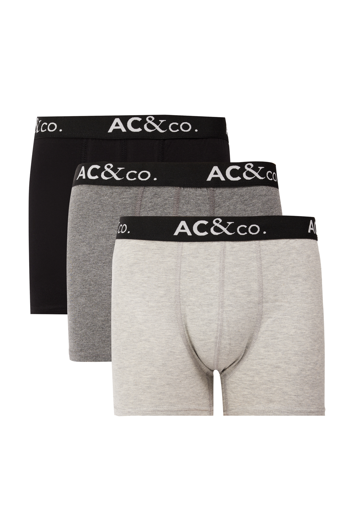 AC&Co / Altınyıldız Classics Erkek Siyah-Antrasit Pamuklu Esnek 3'lü Boxer Paketi
