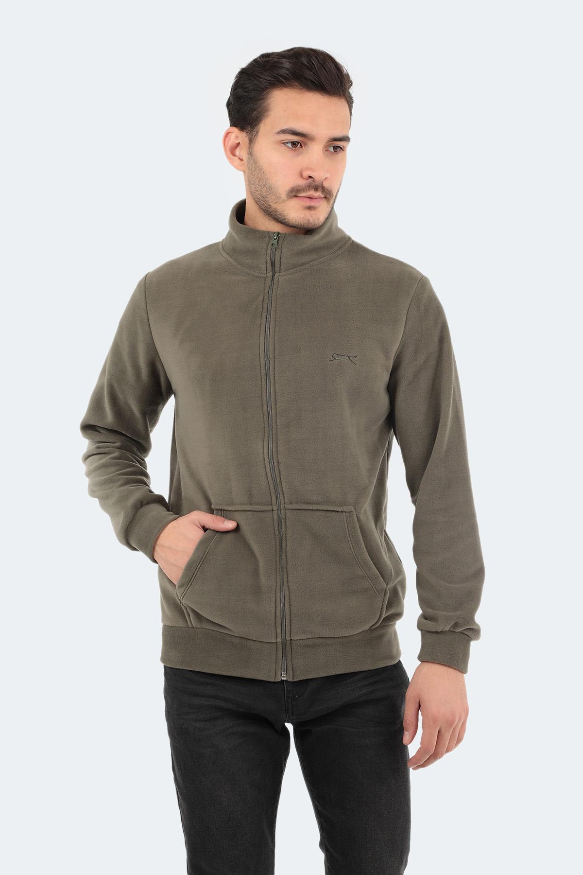 SLAZENGER SANSA Erkek Fermuarlı Sweatshirt Hırka Haki görsel 3