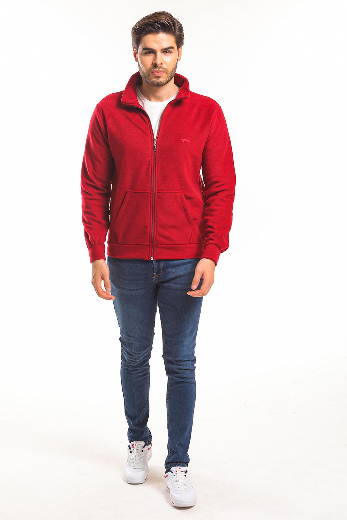 SLAZENGER SANSA Erkek Fermuarlı Sweatshirt Hırka Bordo görsel 4