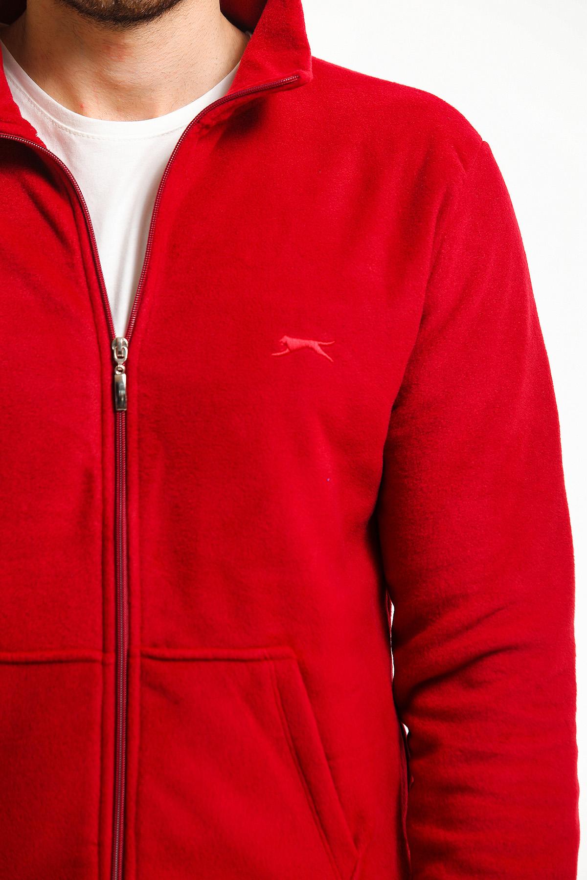 SLAZENGER SANSA Erkek Fermuarlı Sweatshirt Hırka Bordo görsel 5