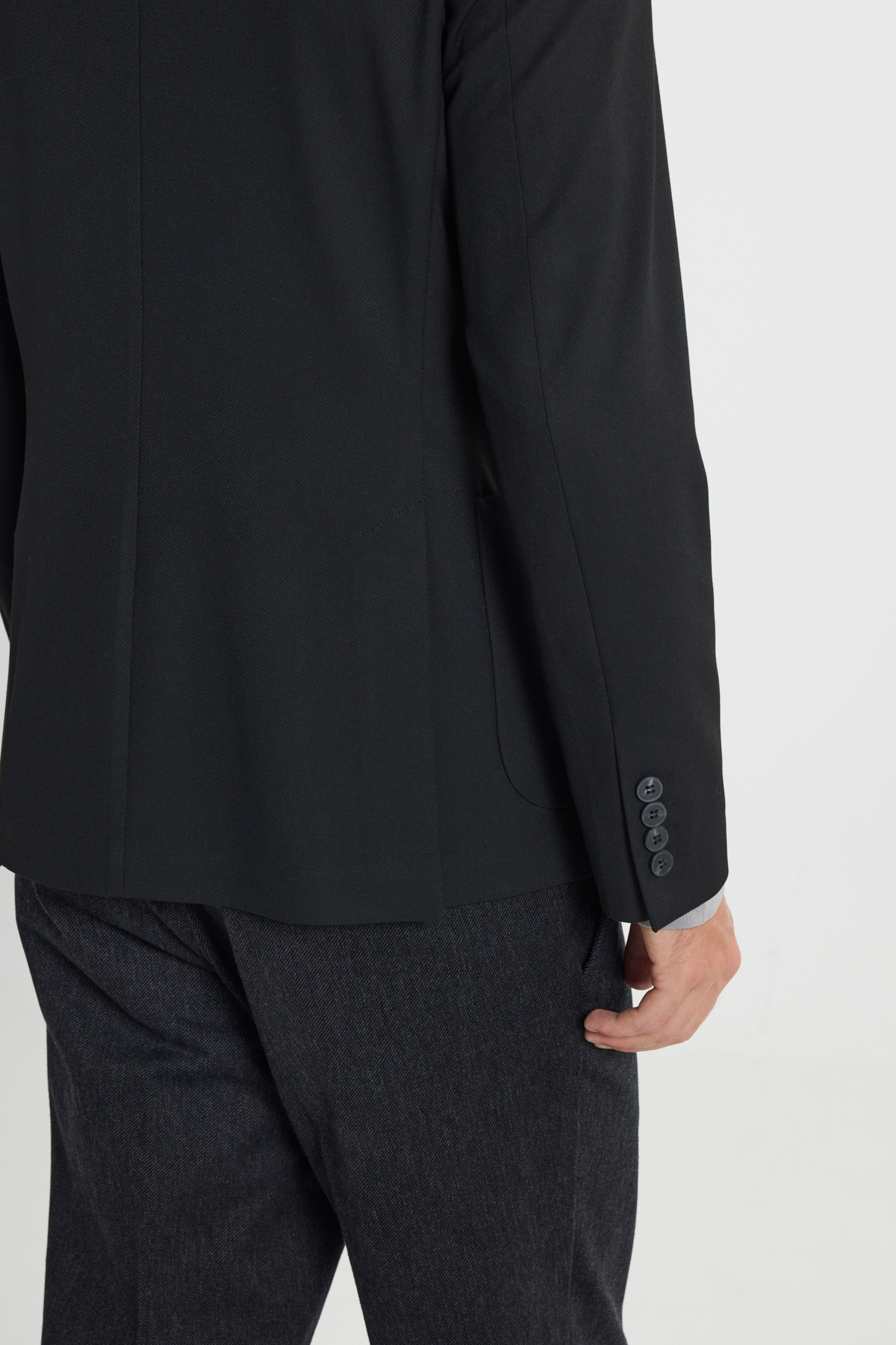Altınyıldız Classics Erkek Siyah Slim Fit Dar Kesim Mono Yaka Beli Bağlamalı Diagonal Desenli Torba Cepli Takım Elbise görsel 6