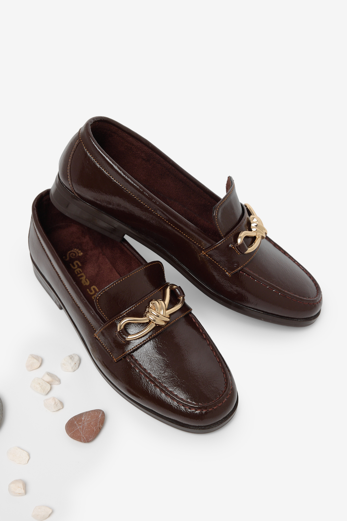 TONNY BLACK Kadın Kahve Kadın Klasik Loafer Toka Detayl Babet Günlük Babet görsel 2