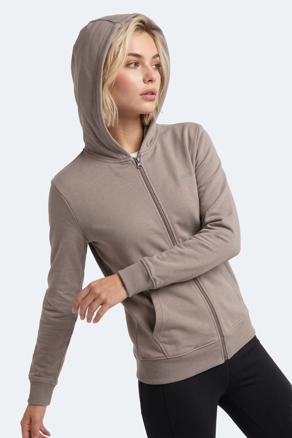 SLAZENGER SERA I Kadın Fermuarlı Gri Sweatshırt görsel 4