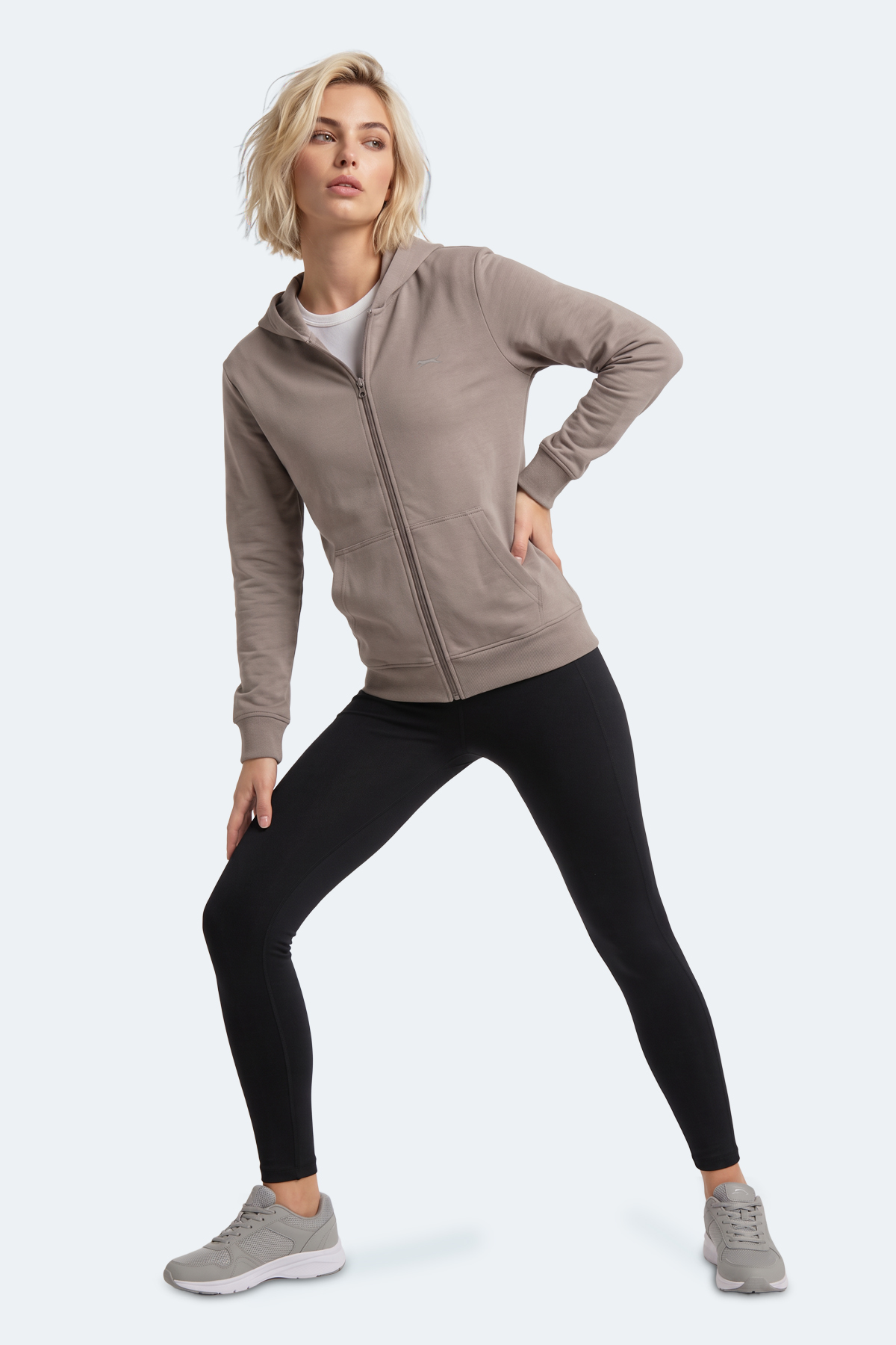 SLAZENGER SERA I Kadın Fermuarlı Gri Sweatshırt görsel 5