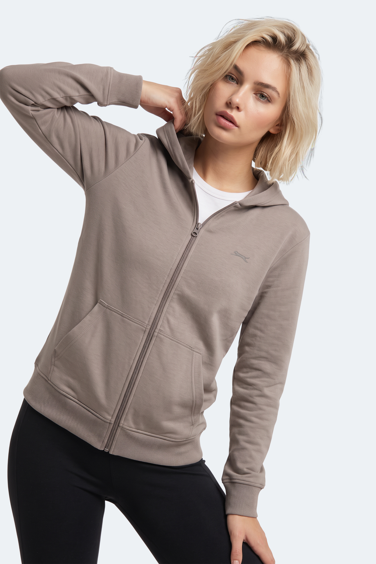 SLAZENGER SERA I Kadın Fermuarlı Gri Sweatshırt görsel 7