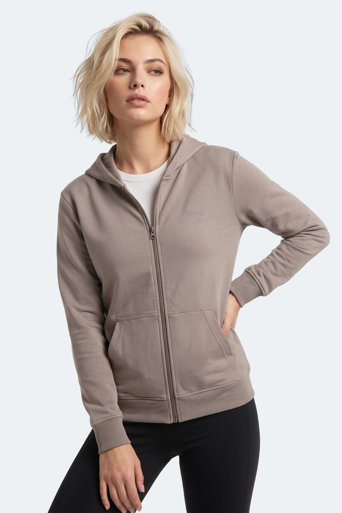 SLAZENGER SERA I Kadın Fermuarlı Gri Sweatshırt görsel 8