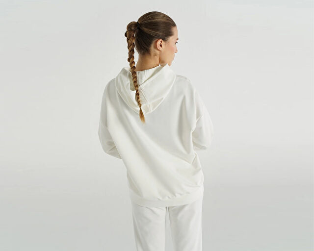 Hummel Albina Oversize Hoodie Kadın Günlük Sweatshirts 922135-9003 Bej görsel 6
