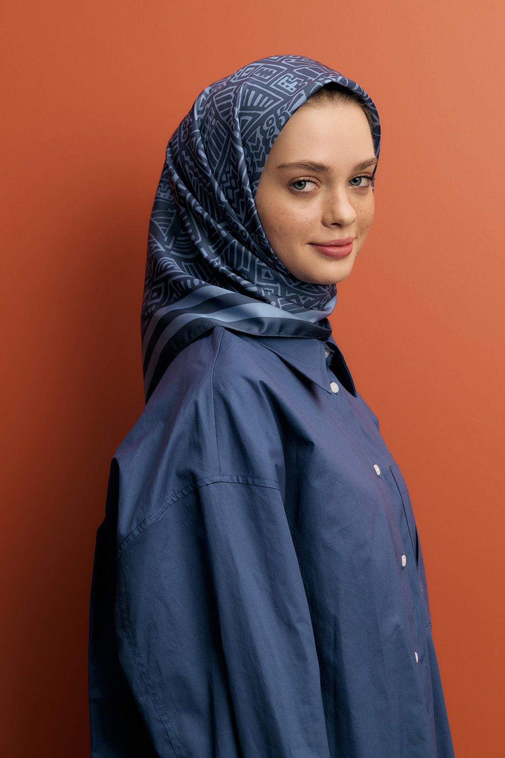 QEF Twill İpek Eşarp Tina İndigo