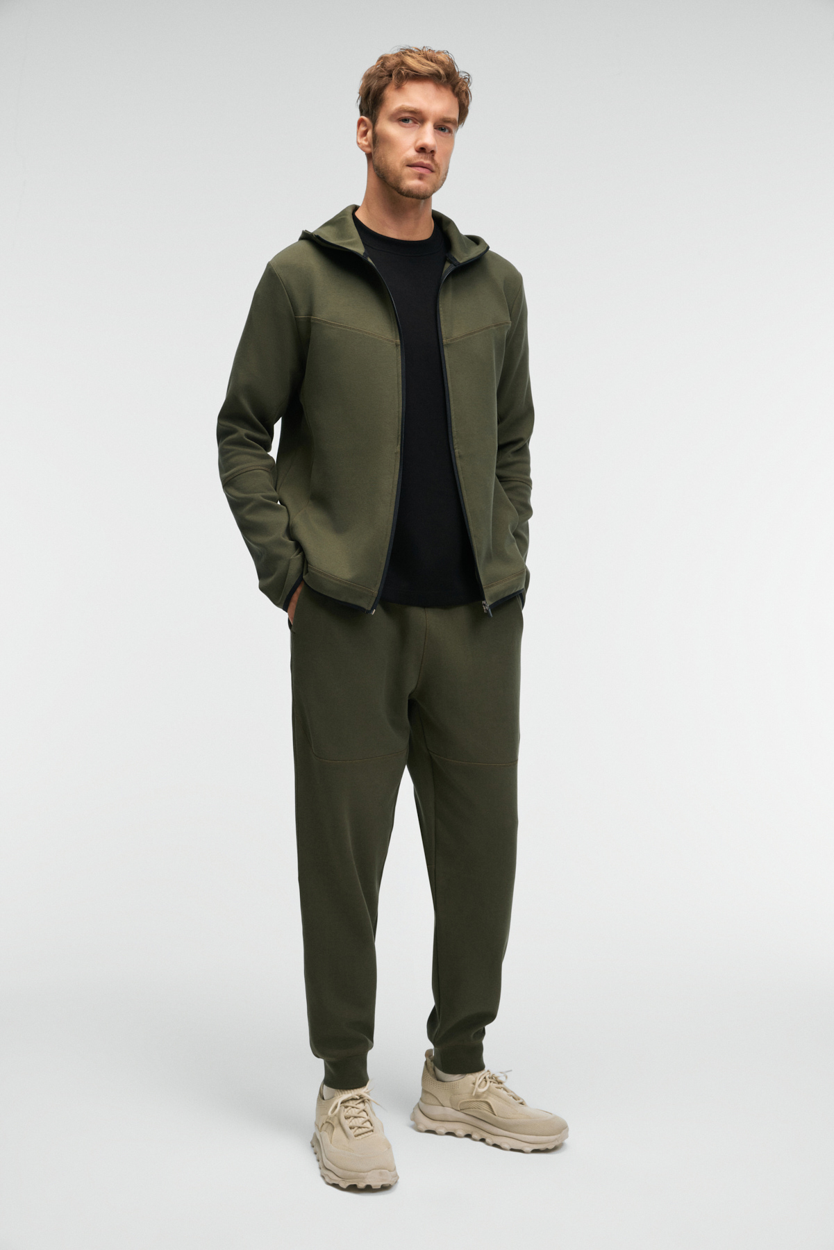 GRIMELANGE Erkek Kapüşonlu Baskılı Fermuarlı HAKİ Sweatshirt