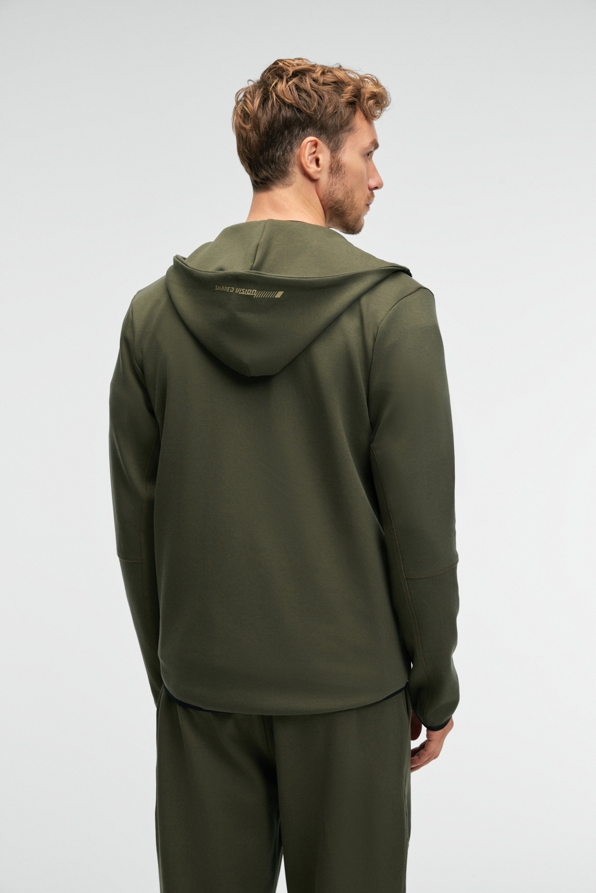 GRIMELANGE Erkek Kapüşonlu Baskılı Fermuarlı HAKİ Sweatshirt görsel 6