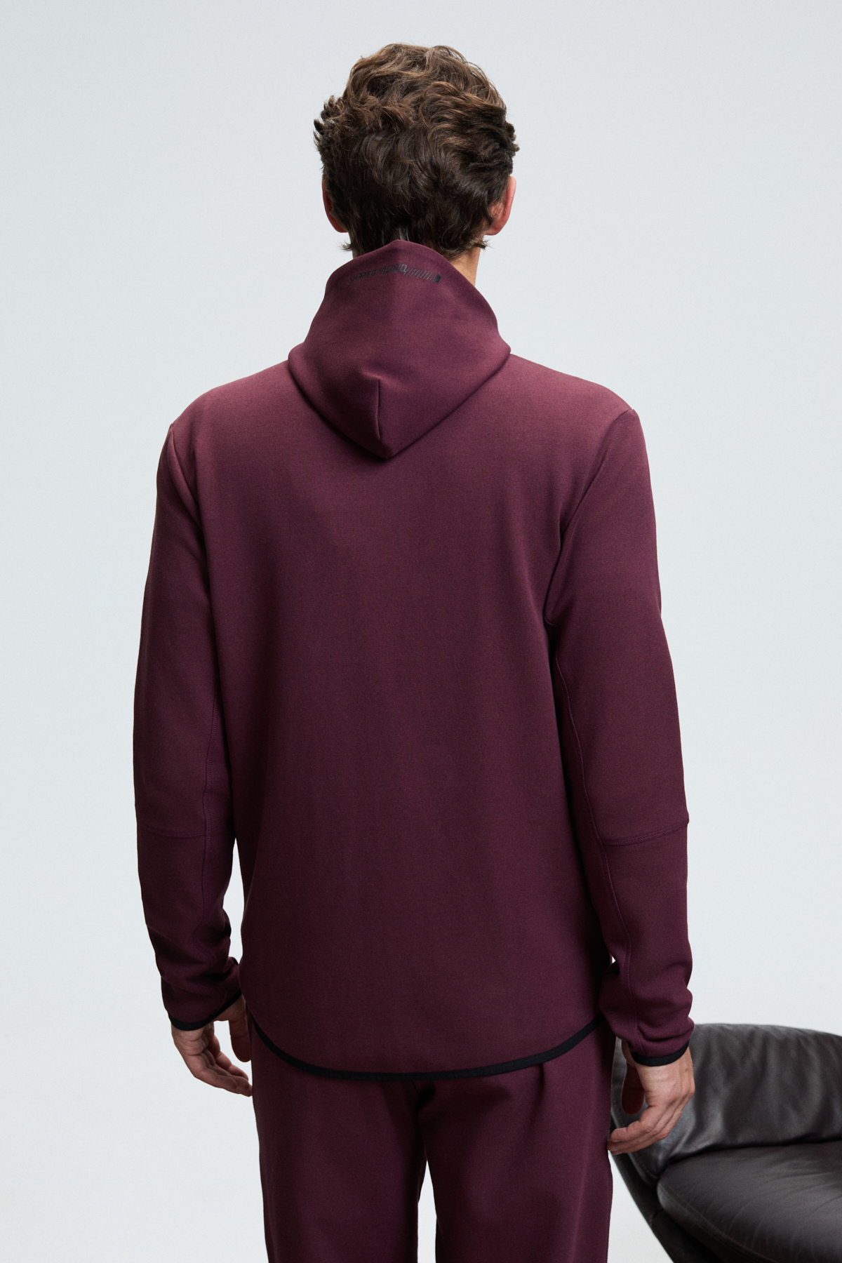 GRIMELANGE Erkek Kapüşonlu Baskılı Fermuarlı BORDO Sweatshirt görsel 5